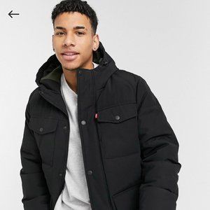 Levi's Black Midweight Parka Puffer